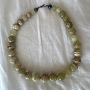 Women's Green Banded Calcite Necklace